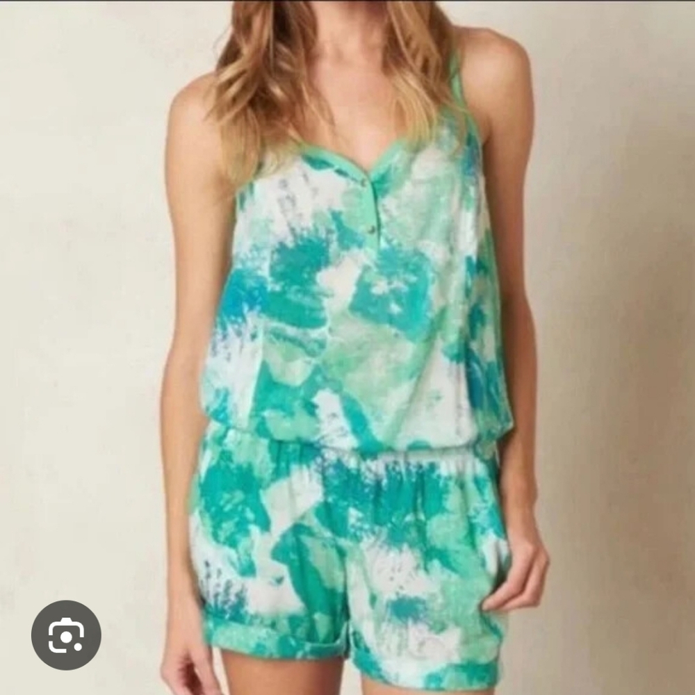 NWT Prana Organic Cotton Light Green Jade White  Slyvia Romper